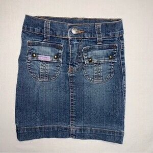 Denim Jean Skirt Girl’s 4 Blue Mini Summer Embroidered Back Streetwear Cool Kid